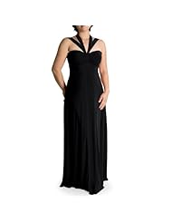 Plus Size Empire   Waistline Polyester/Spandex Gathered Halter Sleeveless  Dress