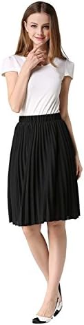 Wimars Women's Strechy Waist Harmonium Pleated Swing Midi Skirt (One size, black)