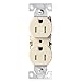 Residential Duplex Tamper Resistant Receptacle, 15 Amp, 125V, Push & Side Wire TERMINAL, Self-Grounding, Light Almond