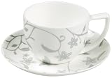 Vinea Fine Bone China Rimmed Gun Metal 250ml Teacup & Saucer