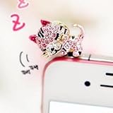 Dust Plug-earphone Jack Accessories Pink Crystal Cat with Flexible Head/ Cell Charms / Dust Plug / Ear Jack for Iphone 4 4s / Ipad / Ipod Touch / Other 3.5mm Ear Jack(with Cutely Gift Box)