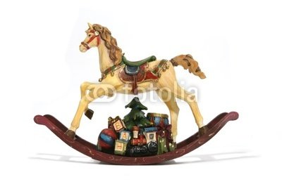 Wallmonkeys Peel and Stick Wall Decals - Christmas Rocking Horse - 72
