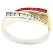 Two Tone 14KT Gold Bypass Ring Genuine Ruby Diamond New