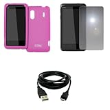 EMPIRE Hot Pink Silicone Skin Case Cover + Mirror Screen Protector + USB Da ....