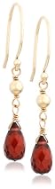14k Yellow Gold, January Birthstone, Garnet Briolette Hook Earrings