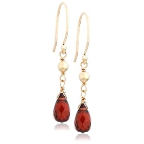 14k Yellow Gold, January Birthstone, Garnet Briolette Hook Earrings by Amazon.com Collection