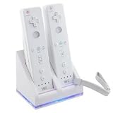 Accessory Village Dual / Twin Controller Charger Dock Stand & 2 x Rechargeable Battery Pack For Nintendo Wii Remote - White Edition (Compatible with or without Wii MotionPlus)