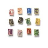 Set of 12 Smaller French Postage Stamps Magnets
