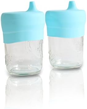 Silicone Sippy Lids for Cups, Glasses, Mason Jars, and Mugs - Food Grade, Dishwasher Safe (2 Pack) - Sippy Cup Style (JARS NOT INCLUDED)