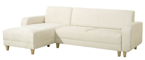 Max Winzer 2760832 Carrie Polsterecke 2.5-Sitzer mit Longchair links inklusiv Bettfunktion Mikrovelours, creme