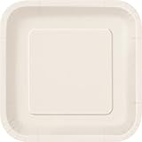 16 Count Square Dessert Plates, 7-Inch, Ivory