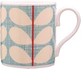 ORLA KIELY fine bone china coffee cup Blue scribble & Red Stem
