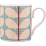 ORLA KIELY fine bone china coffee cup Blue scribble & Red Stem