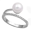 Sterling Silver Ring - Mother of Pearl and Clear CZ - 8mm x 2mm - Sizes 5-9 Sterling Silver Ring - Mother of Pearl and Clear CZ - 8mm x 2mm - Sizes 5-9