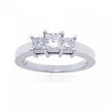 14KT White Gold 3 Stone Anniversary Ring 1CT Diamond
