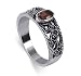 Awesome Garnet Cubic Zirconia Marcasite Band .925 Sterling Silver Ring