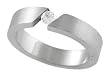 Stainless Steel Brushed Satin Flat Band with Tension Set CZ