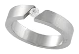 Stainless Steel Brushed Satin Flat Band with Tension Set CZ