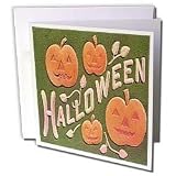 Sandy Mertens Vintage Halloween Designs - Vintage Halloween Jack o Lanterns - Greeting Cards-12 Greeting Cards with envelopes