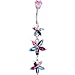 Sterling Silver 925 Multi Cubic Zirconia Floral Drop Belly Ring