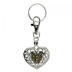 Heart Purse Charm Pendant in Solid Sterling Silver & Gold Tone Accents