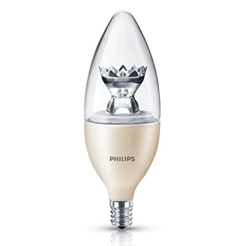 Philips 435040 25 Watt Equivalent Dimmable LED B13 Candelabra Base Decorative Candle Light Bulb Soft White