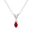 14k White Gold Natural Ruby & Diamond Mini Necklace Pendant Ct.tw 0.45