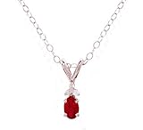 14k White Gold Natural Ruby & Diamond Mini Necklace Pendant Ct.tw 0.45