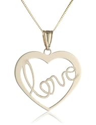 14k Yellow Gold Heart "Love" Pendant Necklace, 18"
