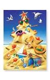 Beach Sand Sculpture Holiday Tree Boxed Christmas Cards
