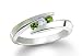 Three 3 Stone Round Diamond & Peridot Accented Channel Set Bypass Engagement Ring in 14K White Gold (1/2 ctw)