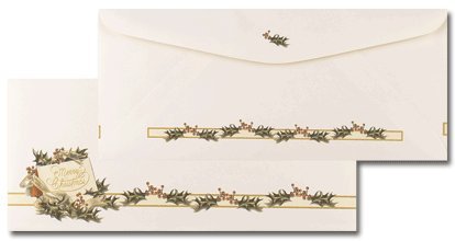 Masterpiece Vintage Christmas Holly #10 Envelopes – 4.125 x 9.5 – 25 Envelopes