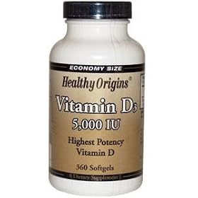 Healthy Origins, Vitamin D3, 5,000 IU, 360 Softgels