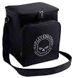 Harley Davidson Skull Cooler--NEW for 2009. Ripstop polyester insulated cooler with zipper top lid, zipper front pocket, and adjustable shoulder strap. Cooler holds up to twelve beverage cans. Embroidered Harley-Davidson&reg; skull graphic on front. Measures 8 3/4" x 7" x 10 3/4". 99355-09V