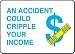 AN ACCIDENT COULD CRIPPLE YOUR INCOME (W/GRAPHIC) 10 x 14 Adhesive Dura-Vinyl Sign