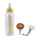 Pittsburgh Steelers Infant Baby Bottle and Pacifier with Clip Set