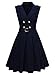 Miusol Women's Retro V Neck Navy Style Lapel Sleeveless Bridesmaid Swing Dress