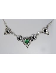 A Stunning Sterling Silver Gemstone Necklace Accented with Emerald Green Quartz and Hematite