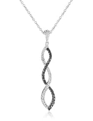 Sterling Silver (1/4 Cttw, I-J Color, I2-I3 Clarity) Black and White Diamond Infinity Pendant Necklace, 17"