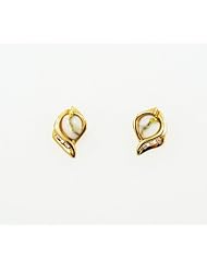 Gold Quartz and Solid 14k Gold Stud Earrings With Diamonds