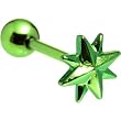 Green Raised Star Anodized Titanium Barbell