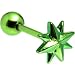 Green Raised Star Anodized Titanium Barbell