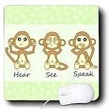 Janna Salak Designs Jungle Animals - Hear No See No Speak No Evil - Cute Baby Monkeys - Mouse Pads