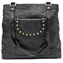 Embassy&trade; Black Italian Stone&trade; Design Genuine Leather Shoulder Bag