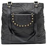 Embassy Black Italian Stone Design Genuine Leather Shoulder Bag