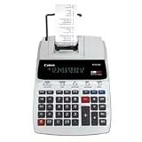 Canon Products - 12-Digit Calculator, 2-Color Printing, 7-1/2"x10-1/2"x2-1/2" - Sold as 1 EA - The 12-digit P170-DH calculator incorporates two-color, high-speed printing, and a non-add print key for dates and reference numbers. Print 2.3 lines per second with positive numbers in black and negative numbers in red. Design features an extra large, high-angled fluorescent display and quiet serial impact printer with ink roller. Functions include time calculation, profit margin calculation, clock/ca