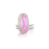 Bling Jewelry Glow in the Dark Breast Cancer Awareness Pink Ribbon Murano Glass Bead 925 Sterling Silver Fits Compatible with Pandora Chamilia Troll Charms