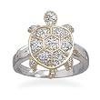 Two Tone with CZ Turtle Ring