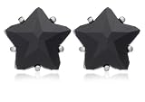 Image of Silver Black Cubic Zirconia Star Stud Earrings