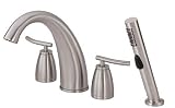Danze D303754BN Sonora Double Handle Roman Tub Faucet with Salve and Lever Handles with Spray, Brushed Nickel